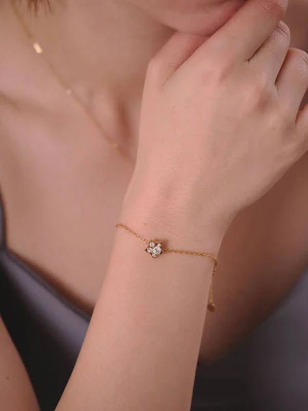 18K Gold Puffy Star Bracelet 0.3ct (Lab-Grown Diamond) 19cm