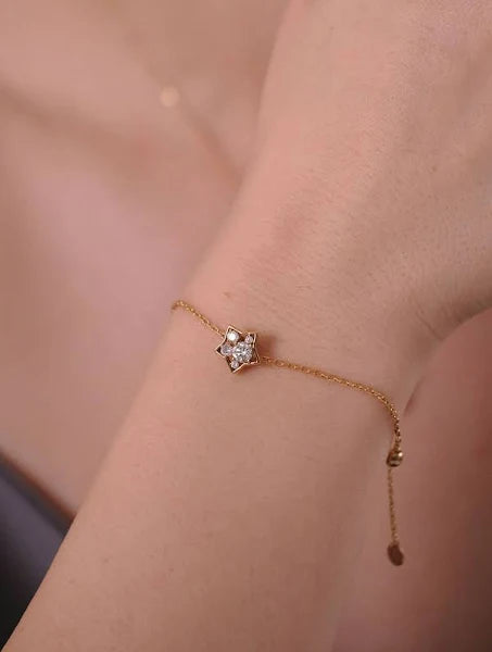 18K Gold Puffy Star Bracelet 0.3ct (Lab-Grown Diamond) 19cm