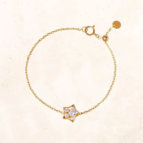 18K Gold Puffy Star Bracelet 0.3ct (Lab-Grown Diamond) 19cm
