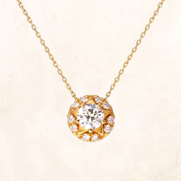 18K Gold Macaron Star Necklace 1.0ct (Lab-Grown Diamond) 49cm (adjuster at 44cm)