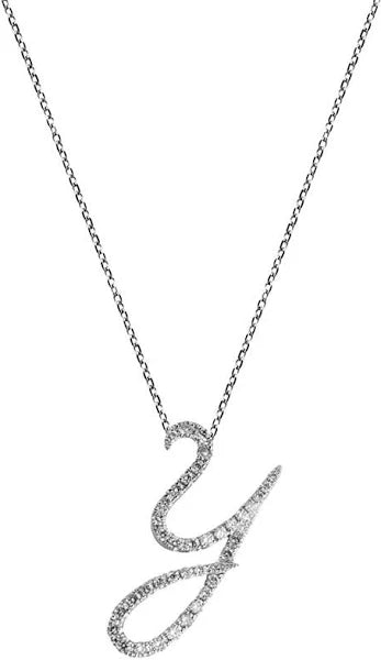 BEON Diamond Pavé Lab Grown Diamond 'Y' Initial Pendant in 18k White Gold D/E-VVS/VS (0.33ct TDW) with